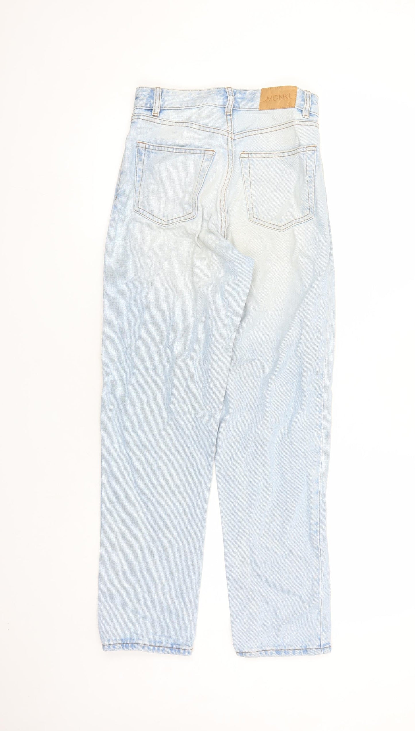Monki Womens Blue Polyester Tapered Jeans Size 26 in L27 in Regular Zip - High Waisted Pockets