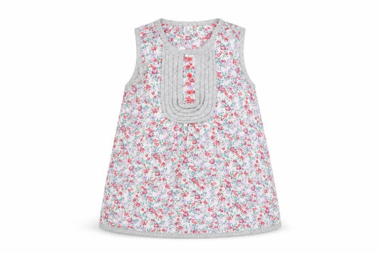 Front view of Zra girls’ multicoloured floral polyester basic tank, size 5-6, years round neck button