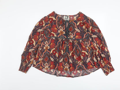 Jaase Womens Multicoloured Floral Viscose Basic Blouse Size XS Round Neck