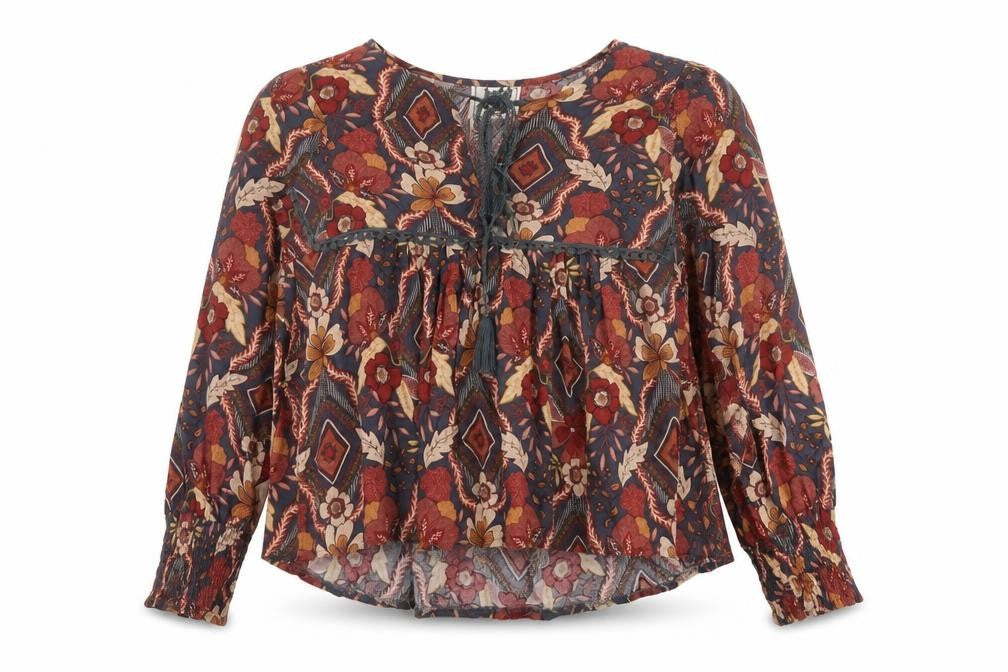 Jaase Womens Multicoloured Floral Viscose Basic Blouse Size XS Round Neck