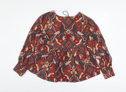 Jaase Womens Multicoloured Floral Viscose Basic Blouse Size XS Round Neck