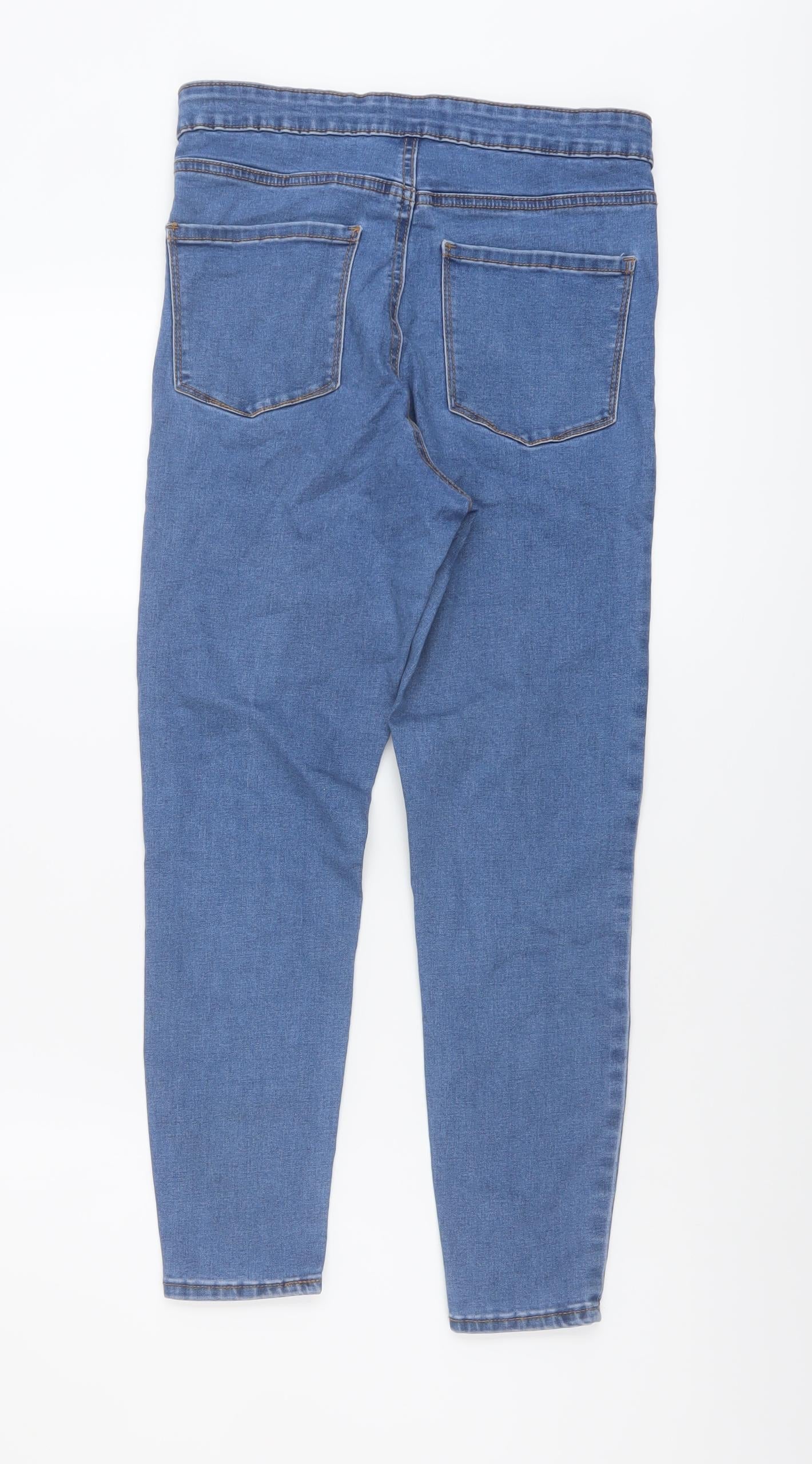 Denim & Co. Womens Blue Cotton Skinny Jeans Size 12 L24 in Regular Button