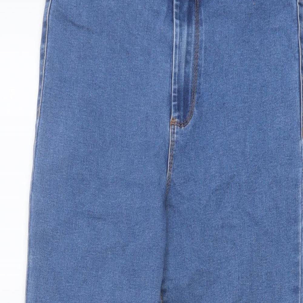 Denim & Co. Womens Blue Cotton Skinny Jeans Size 12 L24 in Regular Button