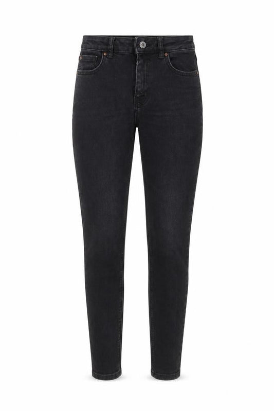 Front view of Denim & Co. women’s grey cotton skinny jeans, size UK 8, 30-inch leg regular button