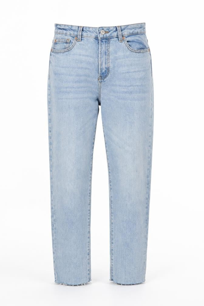 Denim & Co. Womens Blue Cotton Straight Jeans Size 8 L28 in Regular Zip - Pockets