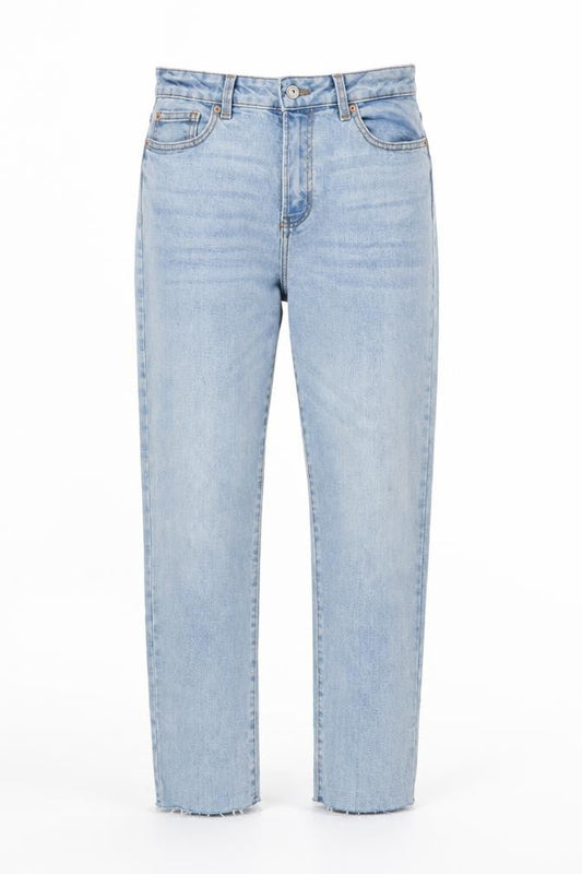 Denim & Co. Womens Blue Cotton Straight Jeans Size 8 L28 in Regular Zip - Pockets
