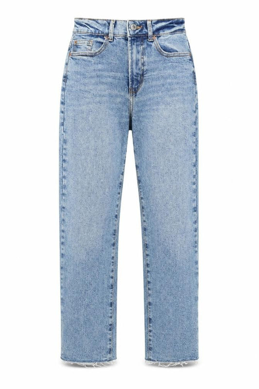 Denim & Co. Womens Blue Cotton Straight Jeans Size 4 L28 in Regular Zip - Pockets