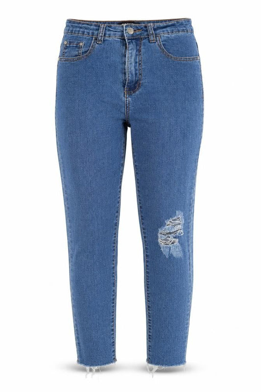 MOMOKROM Womens Blue Cotton Skinny Jeans Size 8 L28 in Regular Zip - Pockets