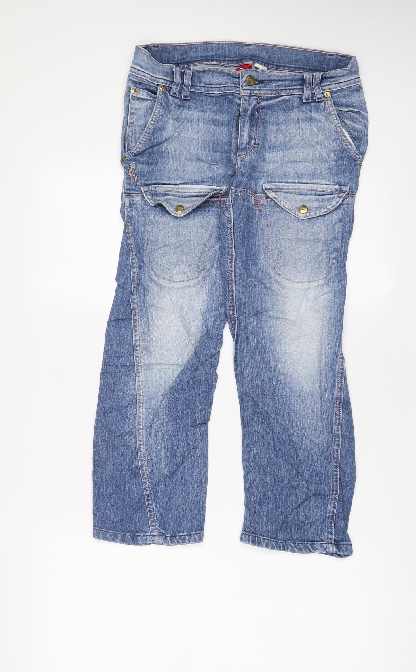 H&M Womens Blue Cotton Cropped Jeans Size 28 in L21 in Regular Zip