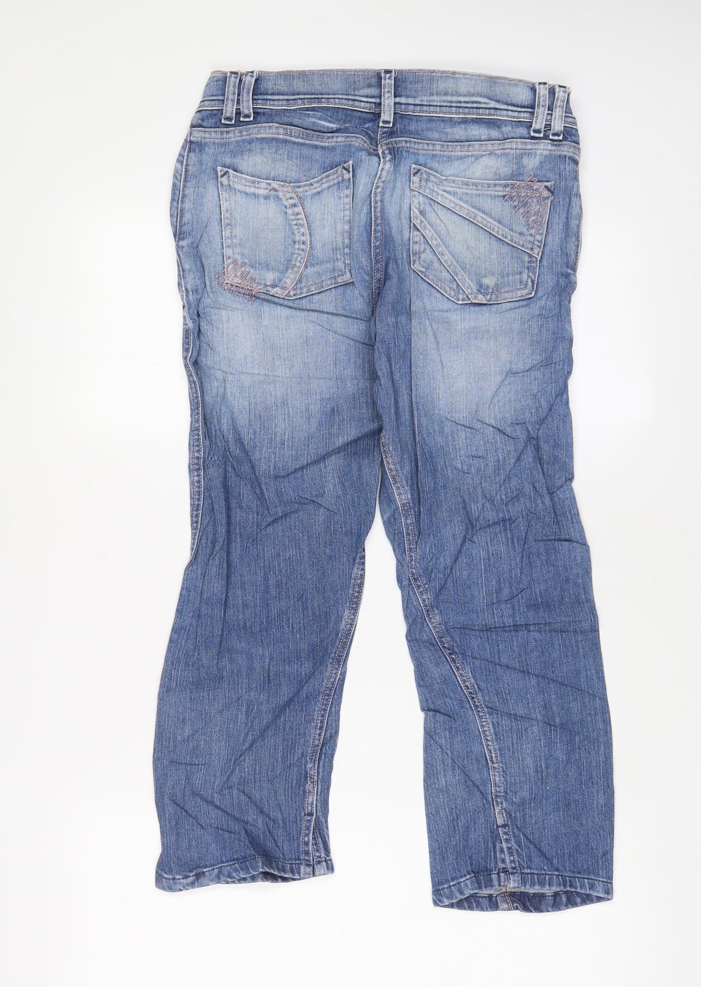 H&M Womens Blue Cotton Cropped Jeans Size 28 in L21 in Regular Zip