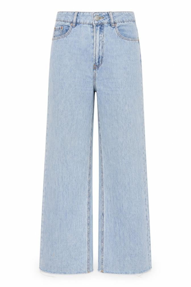 Urban Revivo Womens Blue Cotton Wide-Leg Jeans Size 6 L30 in Regular Zip