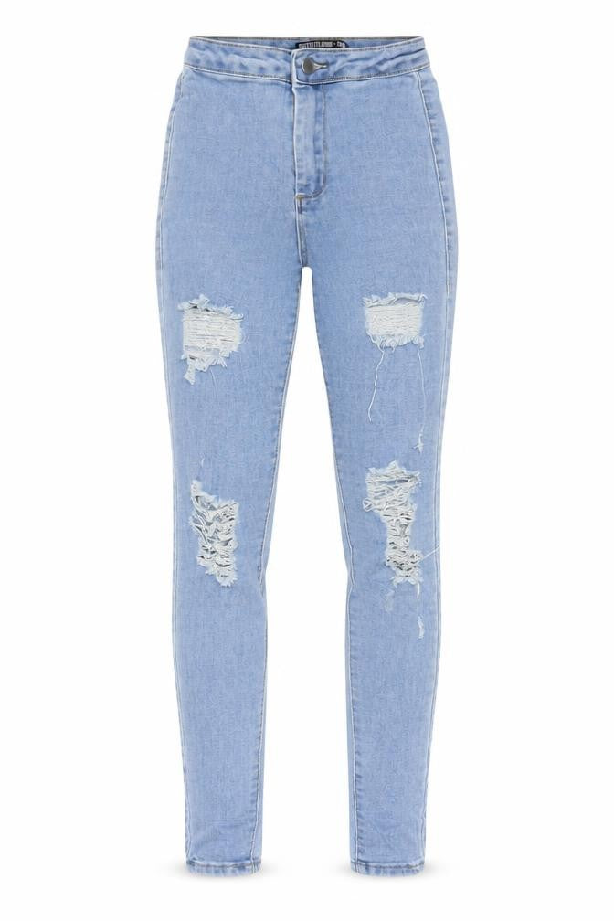 PRETTYLITTLETHING Womens Blue Cotton Skinny Jeans Size 4 L28 in Regular Zip