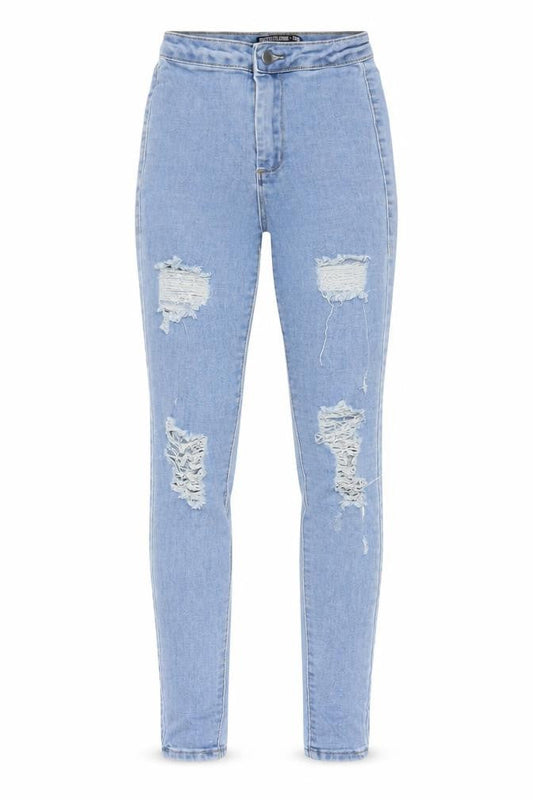 PRETTYLITTLETHING Womens Blue Cotton Skinny Jeans Size 4 L28 in Regular Zip