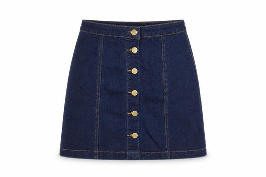 PRETTYLITTLETHING Womens Blue Cotton A-Line Skirt Size 4 Button