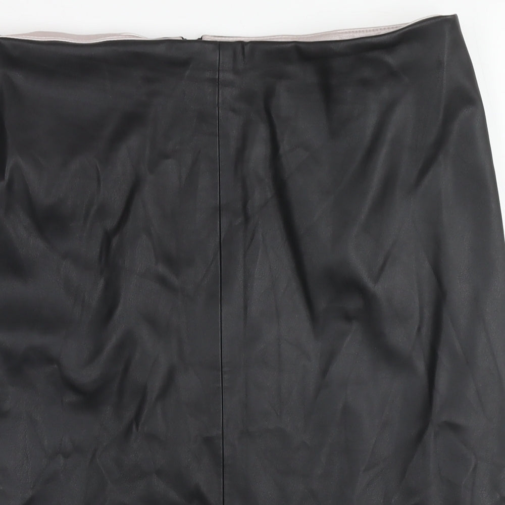 Zara Womens Black Polyester Straight & Pencil Skirt Size XL Zip
