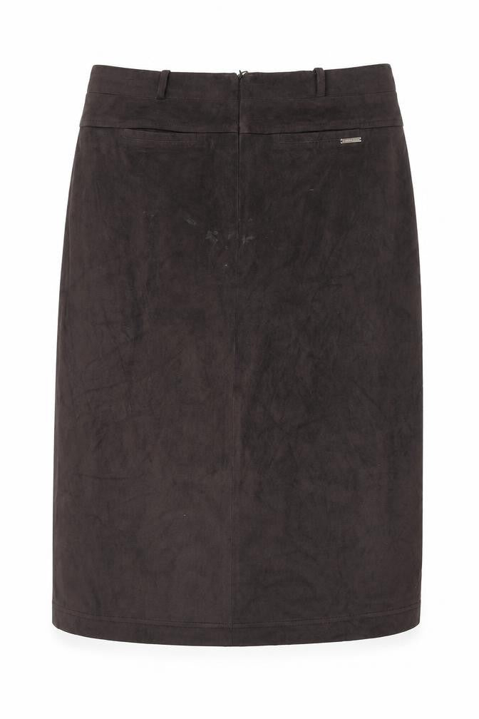 Pomodoro Womens Brown Polyester A-Line Skirt Size 18 Zip
