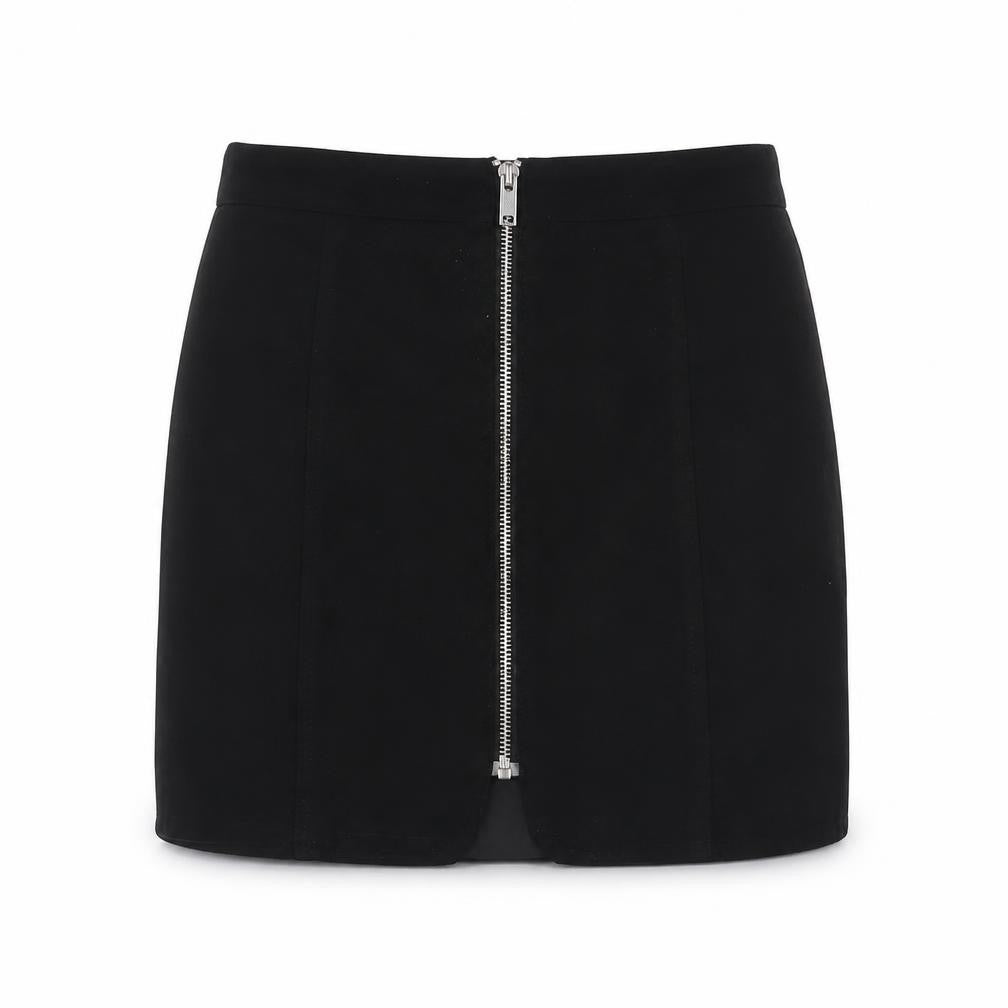 H&M Womens Black Polyester A-Line Skirt Size 6 Zip