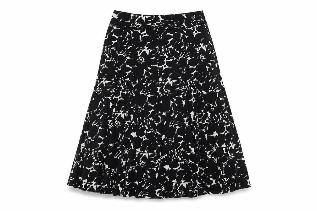 Anne Klein Womens Black Geometric Polyester A-Line Skirt Size S