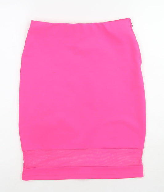 Topshop Womens Pink Polyester A-Line Skirt Size 12 Zip