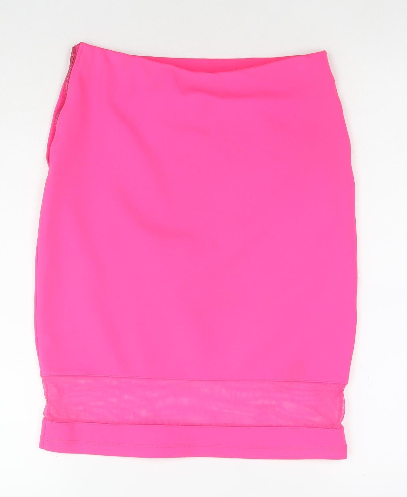 Topshop Womens Pink Polyester A-Line Skirt Size 12 Zip