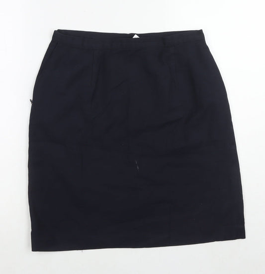 Trutex Womens Blue Cotton A-Line Skirt Size 30 in Zip