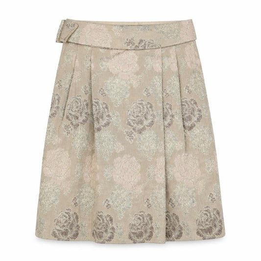 Fenn Wright Manson Womens Beige Floral Acrylic A-Line Skirt Size 12 Zip