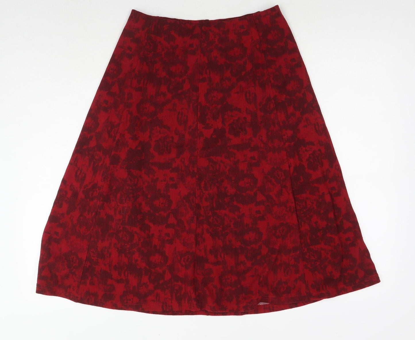 EWM Womens Red Floral Polyester Swing Skirt Size 10