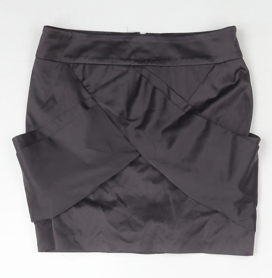 Topshop Womens Grey Cotton Mini Skirt Size 8 Zip