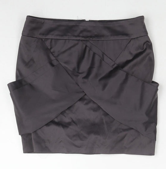 Topshop Womens Grey Cotton Mini Skirt Size 8 Zip