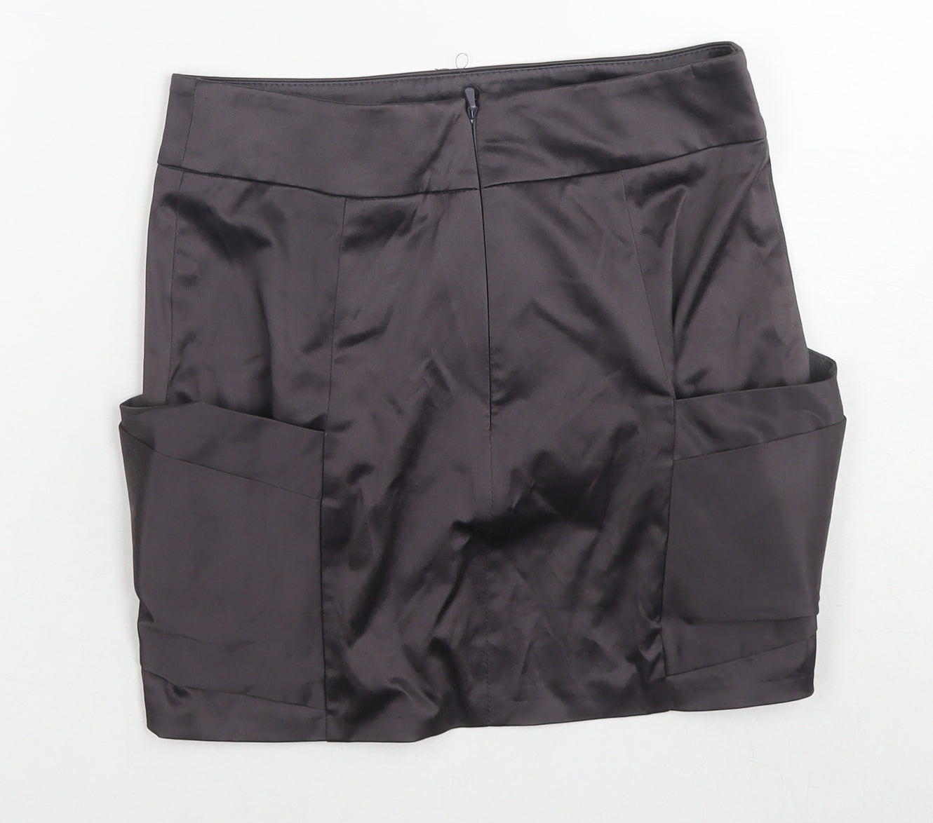 Topshop Womens Grey Cotton Mini Skirt Size 8 Zip