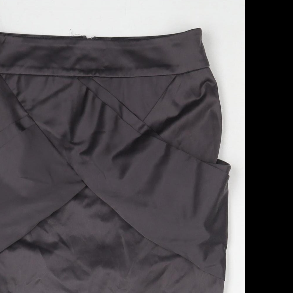 Topshop Womens Grey Cotton Mini Skirt Size 8 Zip