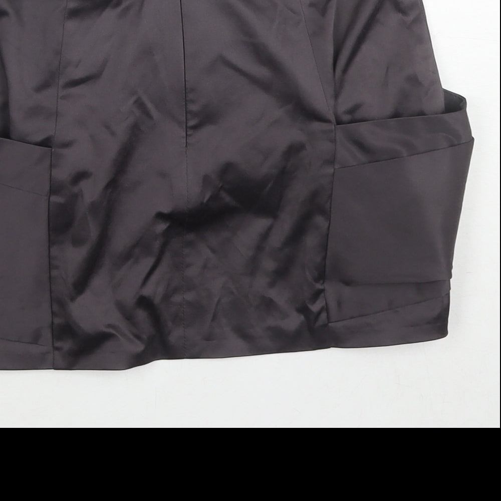 Topshop Womens Grey Cotton Mini Skirt Size 8 Zip