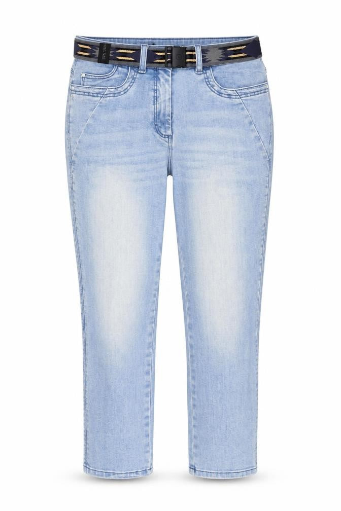 Barbara Lebek Womens Blue Cotton Straight Jeans Size 10 L24 in Regular Zip