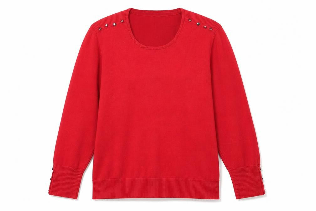 Micha Womens Red Round Neck Viscose Pullover Jumper Size 2XL