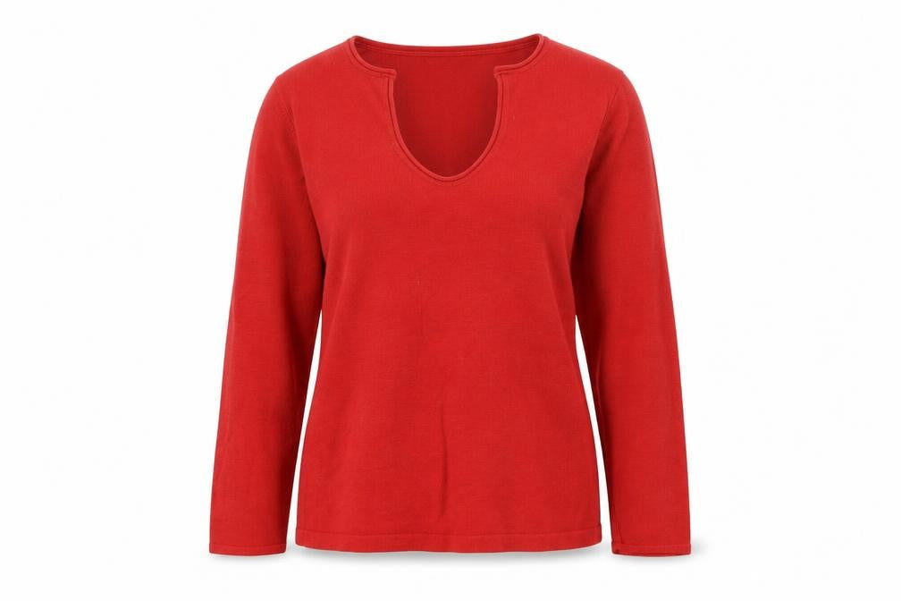 Dorothy Perkins Womens Red V-Neck Acrylic Pullover Jumper Size 14