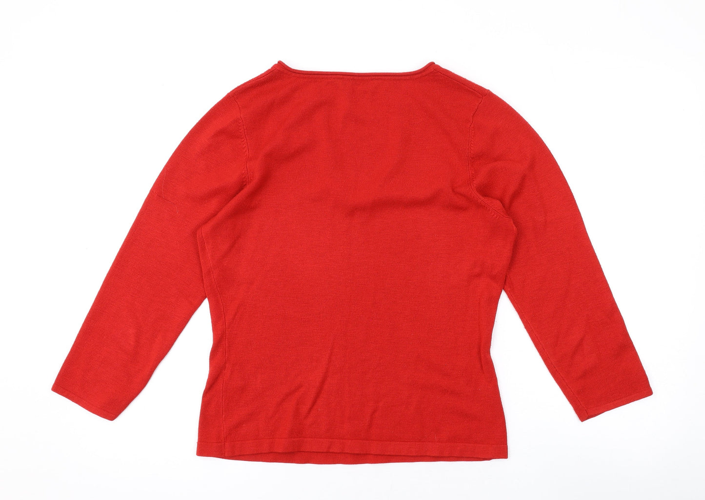Dorothy Perkins Womens Red V-Neck Acrylic Pullover Jumper Size 14