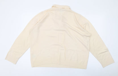 EWM Womens Beige V-Neck Acrylic Pullover Jumper Size L
