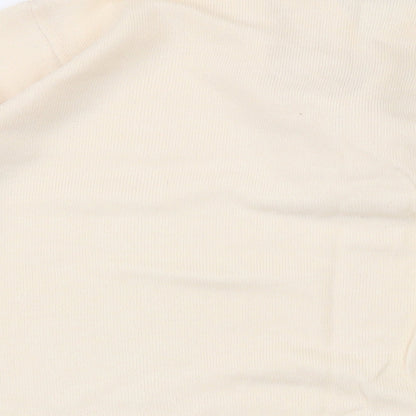 EWM Womens Beige V-Neck Acrylic Pullover Jumper Size L