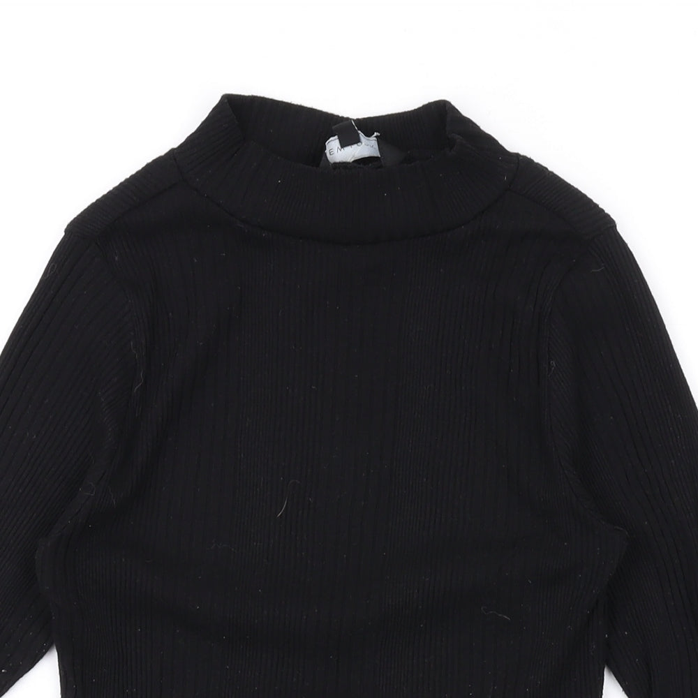 New Look Womens Black Polyester Basic T-Shirt Size 8 Mock Neck