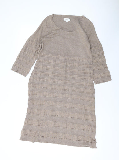 Additional front view of Kaliko women’s brown viscose a-line, size UK 14, scoop neck pullover