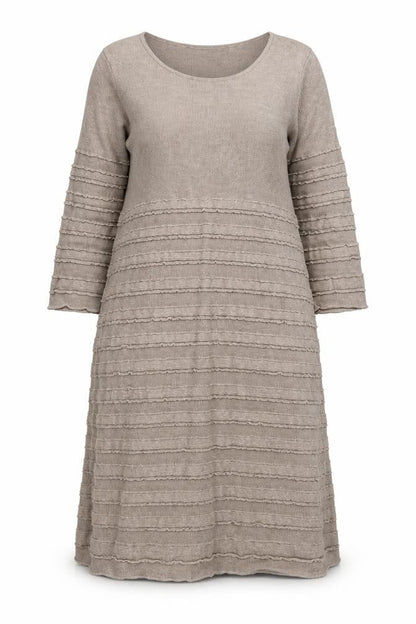 Front view of Kaliko women’s brown viscose a-line, size UK 14, scoop neck pullover