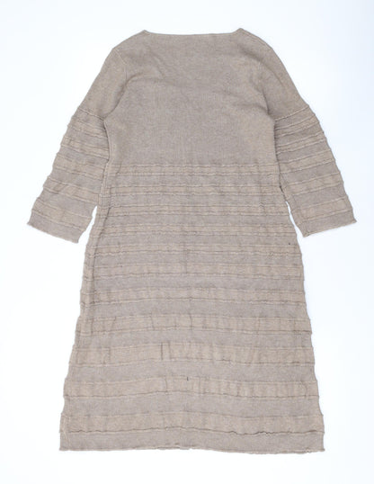 Back view of Kaliko women’s brown viscose a-line, size UK 14, scoop neck pullover