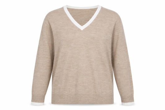Marks & Spencer Womens Brown V-Neck Acrylic Pullover Jumper Size 14