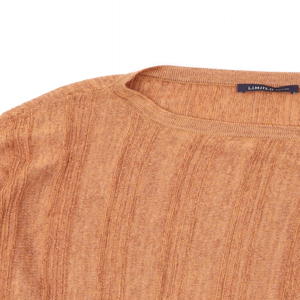 Marks and Spencer Womens Orange Round Neck Viscose Pullover Jumper Size 10