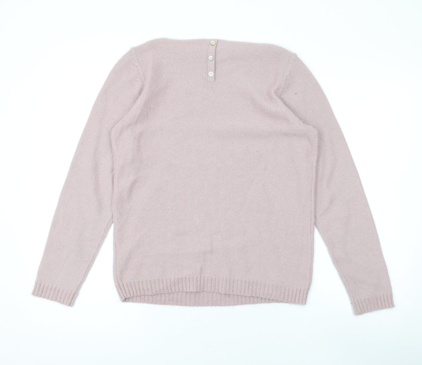 Gharani Strok Womens Pink Round Neck Nylon Pullover Jumper Size L