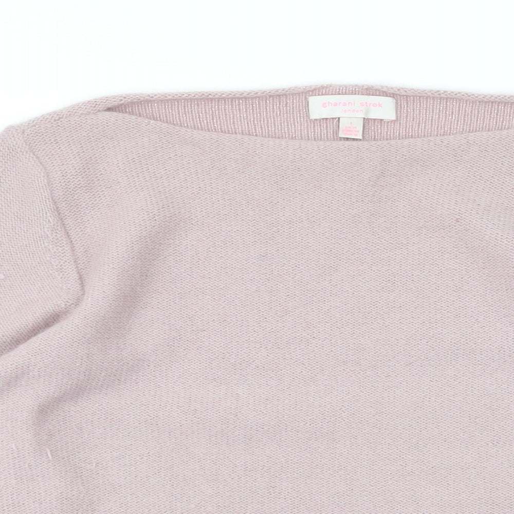 Gharani Strok Womens Pink Round Neck Nylon Pullover Jumper Size L