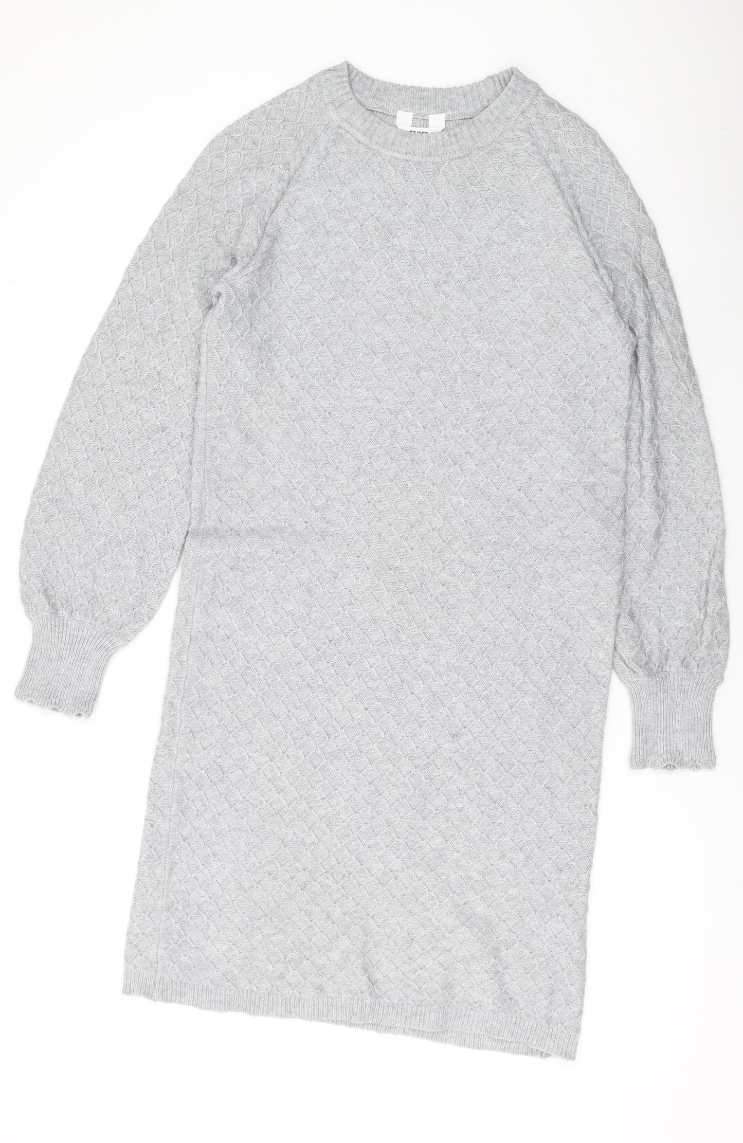 Object Womens Grey Round Neck Viscose Pullover Jumper Size S