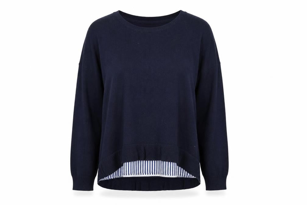 Little Miss Womens Blue Round Neck Cotton Pullover Jumper Size M
