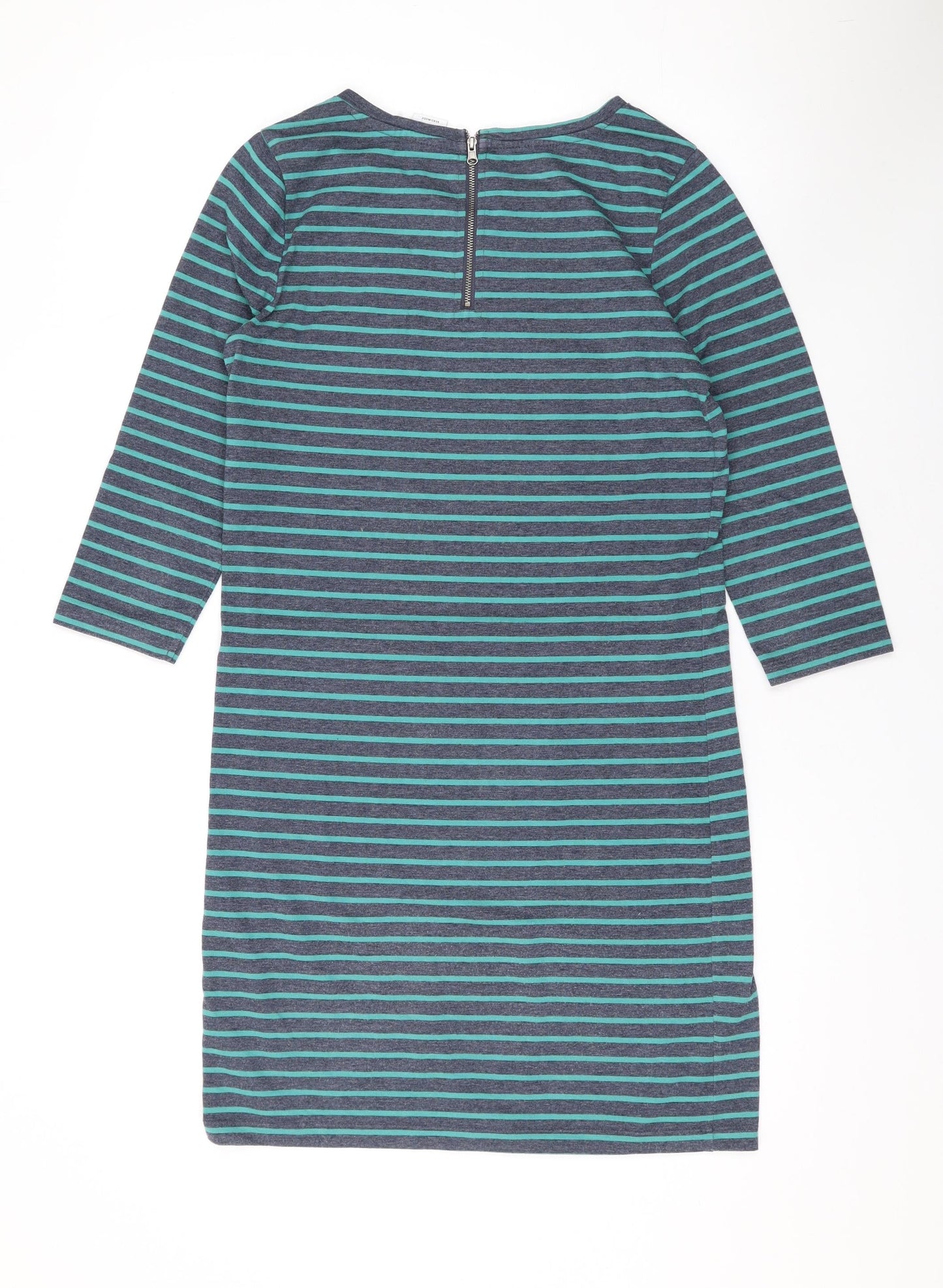 VERO MODA Womens Green Striped Polyester T-Shirt Dress Size S Round Neck Zip