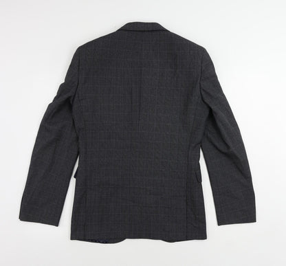 Next Mens Grey Plaid Polyester Jacket Suit Jacket Size 36 Regular